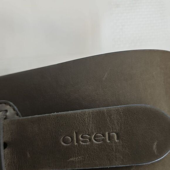 Olsen Europe Vintage Leather Buckle Belt 4 Army Green - Picture 13 of 16